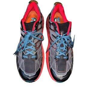 Hoka One One Men’s Speedgoat 2 Trail Running Shoes Size 14 Black/Red Gray Vibram